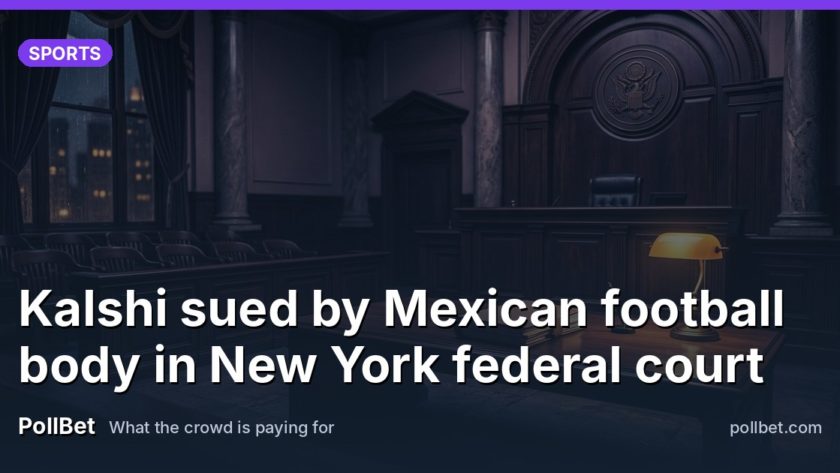 An empty New York federal courtroom with a wooden bench & an unmarked case file on the table.