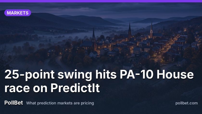 A small Pennsylvania town at dusk seen from a hillside, church spires, autumn trees & mist over the valley.